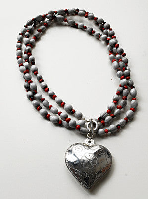 Handmade hollow tin heart necklace