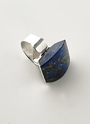 Luxury .950 silver Azurite ring side