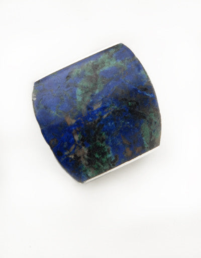 Luxury .950 silver Azurite ring front