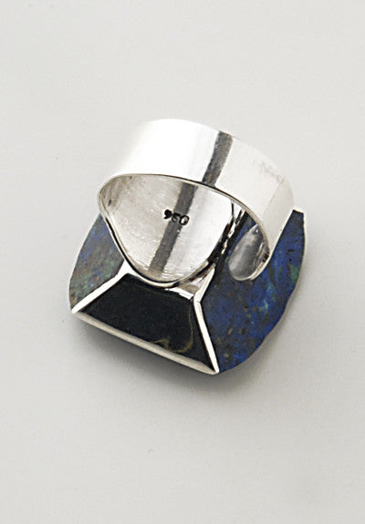 Luxury .950 silver Azurite ring back