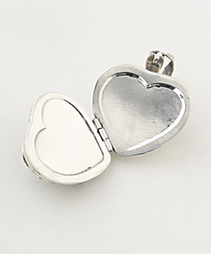 Luxury flower detail heart .925 silver locket open without pictures