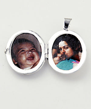 Luxury madonna .925 silver locket open with pictures