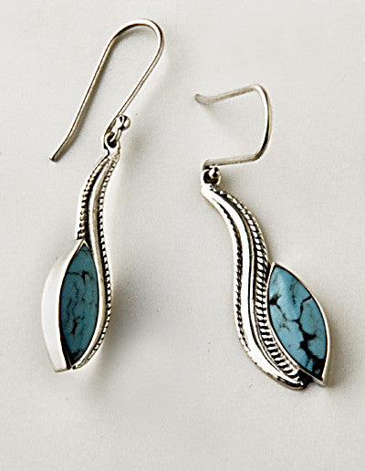 Luxury modern .950 Silver and turquoise earrings
