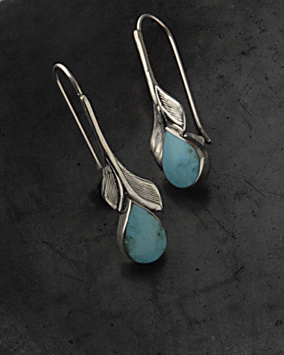 Luxury .950 silver teardrop earings turquoise