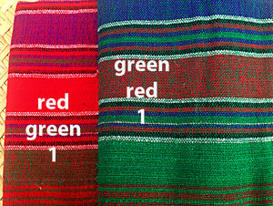 Handwoven wool shawl scarf red and green