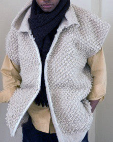 Handmade wool vest natural color textured