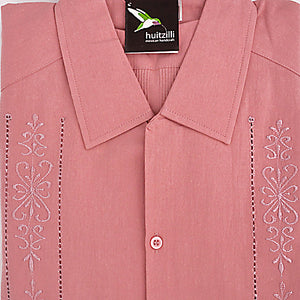 Guayabera Rejilla Plus Size 100% Cotton made in Yucatán, Palo de Rosa, Antique Pink, 