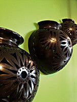 Handmade Black Pottery Half Jar made in Oaxaca Side