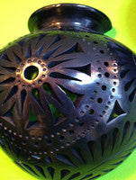 Handmade Black Pottery Half Jar made in Oaxaca Detail