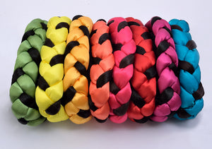 colors selection of satin and faux hair braided headbands