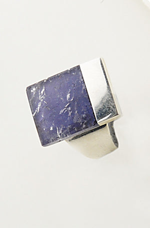 Luxury .950 silver rectangular ring amethyst