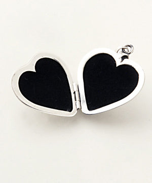 Luxury two sided heart shaped .925 silver locket open without pictures