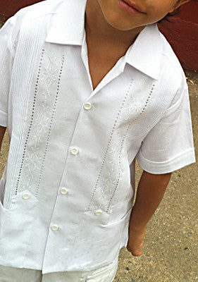 Childrens Authentic Embroidered Guayabera Detail