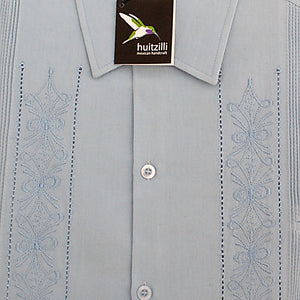 Guayabera Rejilla Plus Size 100% Cotton made in Yucatán, Azul Cielo, Light Blue