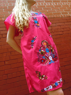 Authentic handmade embroidered Mexican Peasant dress